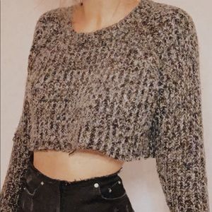 Heathered Gray Cropped Sweater